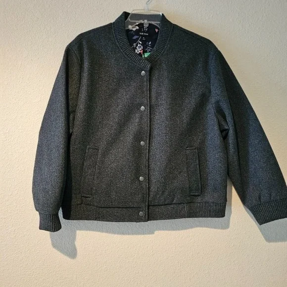 Well Worn Women's Bomber Style Jacket NWT Dark Smoke Grey Size XL Fall Winter - Picture 4 of 7